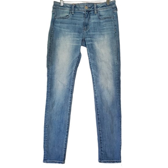 American Eagle Jeans Womens 8 Super Super Stretch Jeggings Light Wash Midrise
